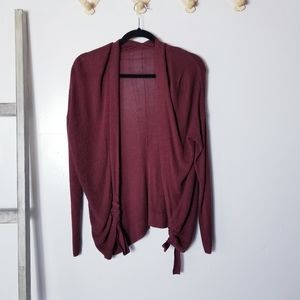 SIMPLY VERA VERA WANG TEXTURED RUCHED PLACKET BURGUNDY CARDIGAN SIZE MEDIUM